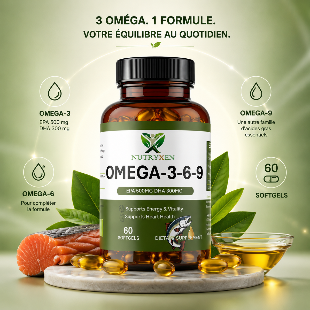 Nutryxen OMEGA 3-6-9, Le trio d’Oméga pensé pour vous accompagner.
